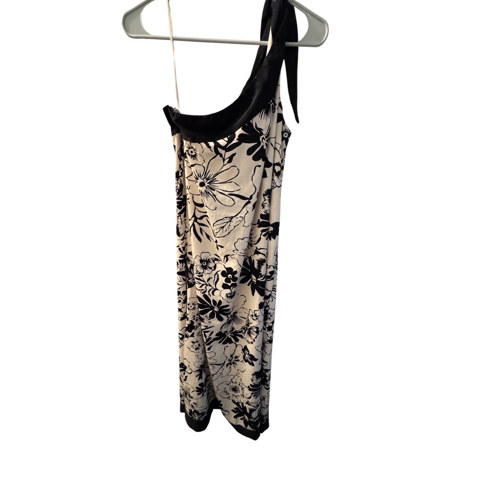 Abercrombie & Fitch One Shoulder Floral Midi Dress Black White Tie MT Tall